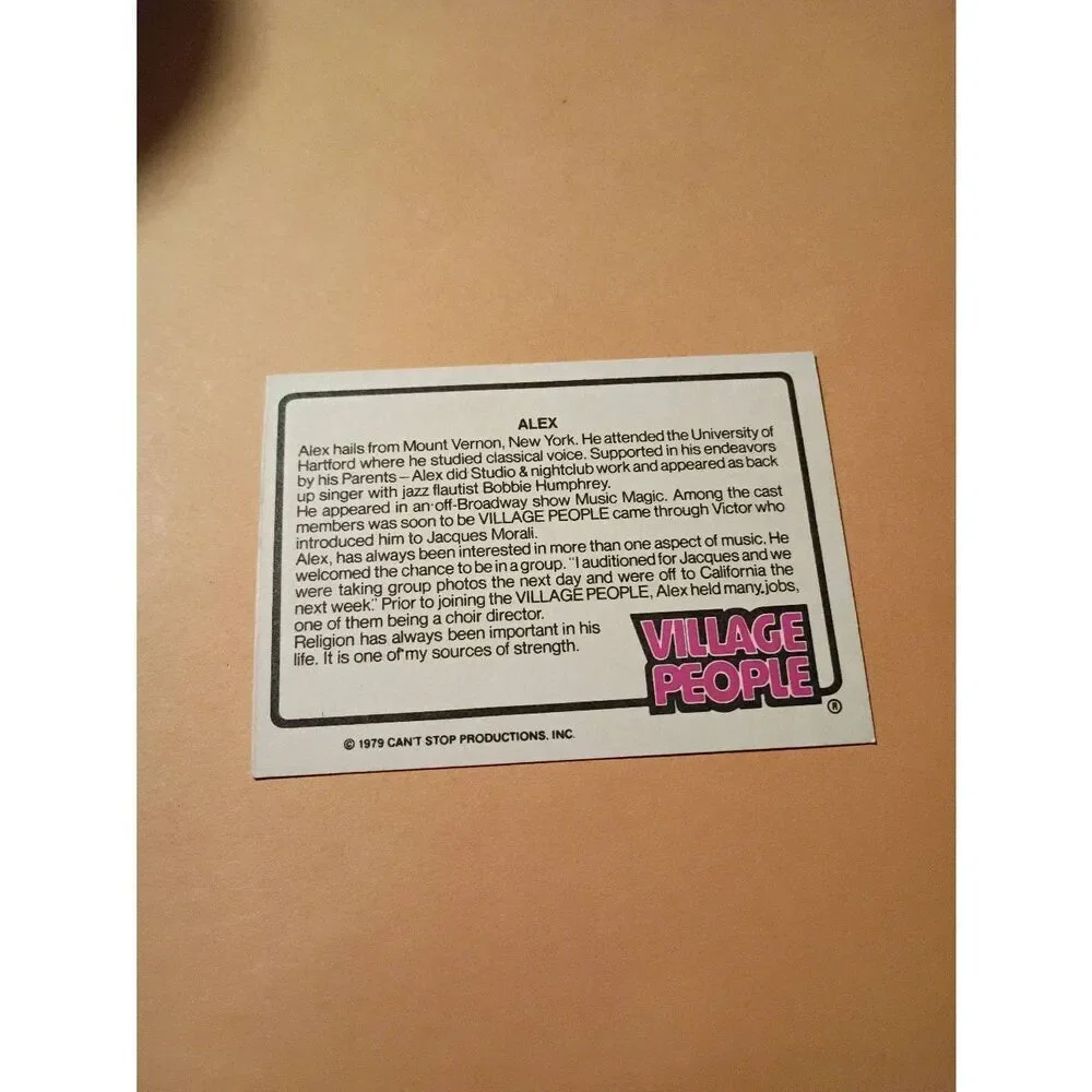 Vintage 1979 Village People Trading Card #46 Disco Era Vintage Music Collectible